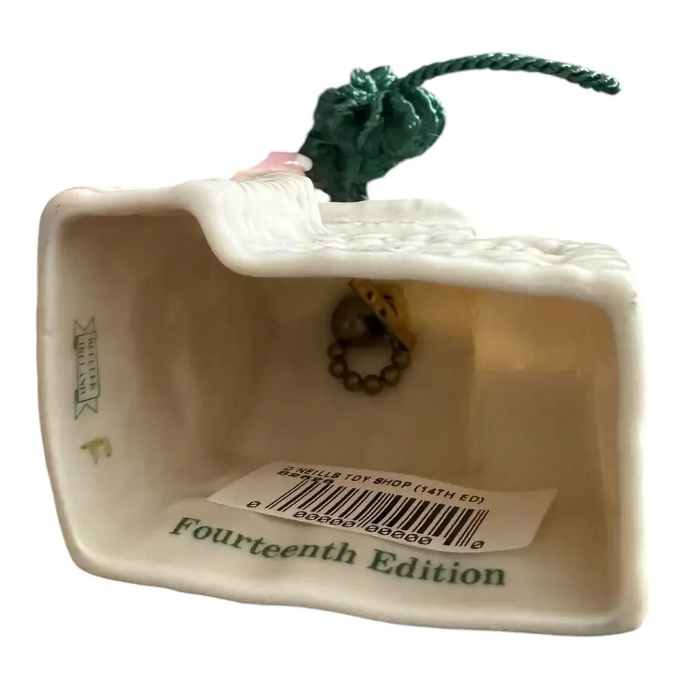 NWB Vintage Irish Belleek Porcelain Christmas ornament O'Neill's toy shop in Box